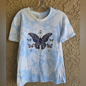 Blue Tie-Dye Butterfly Graphic Tee
